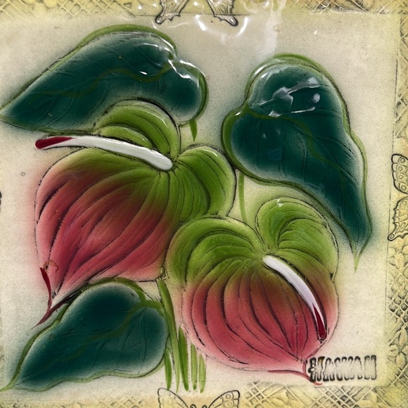 Handmade Trivet Kona Hawaii 8x8 floral design - Picture 2 of 10